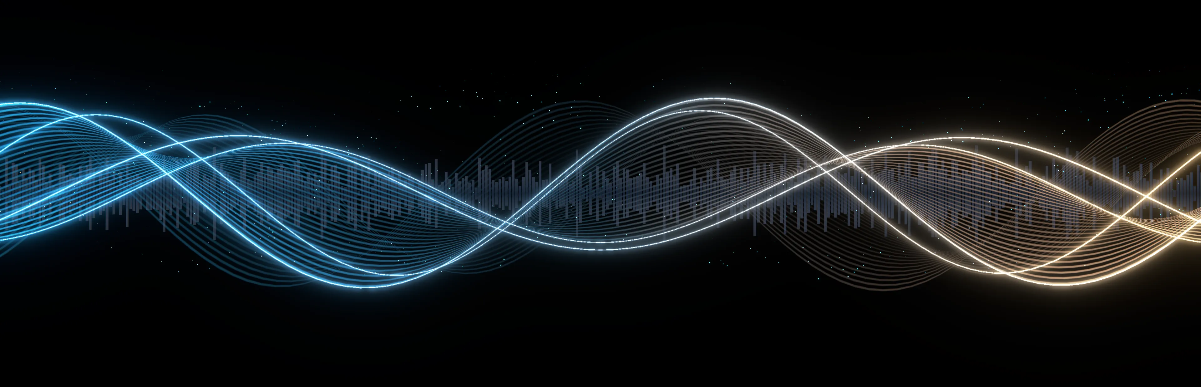 Beat Vector rhythm game background featuring glowing neon audio sine waves flowing from blue to orange over a digital sound spectrum analyzer.